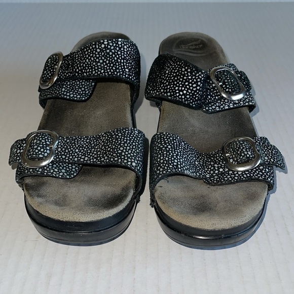 Dansko Sophie Black Iridescent Dotted Two Strap Heeled Sandals - Picture 3 of 8
